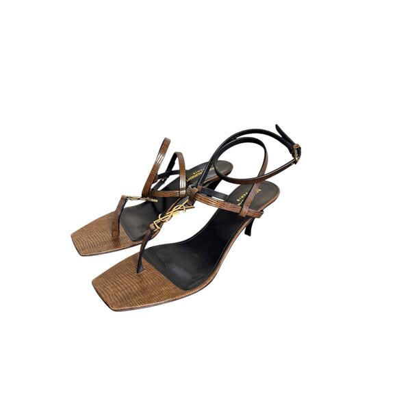 Saint Laurent NIB Cassandra 60mm Leather Sandals in Macadamia Brown Size 39.5 - Picture 5 of 11